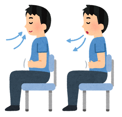 座った姿勢での腹式呼吸